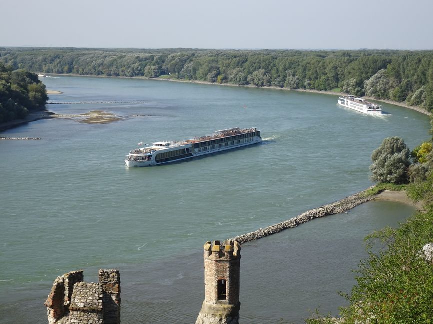 Panoramic view of Devin Castle ruins overlooking the confluence of rivers in Slovakia