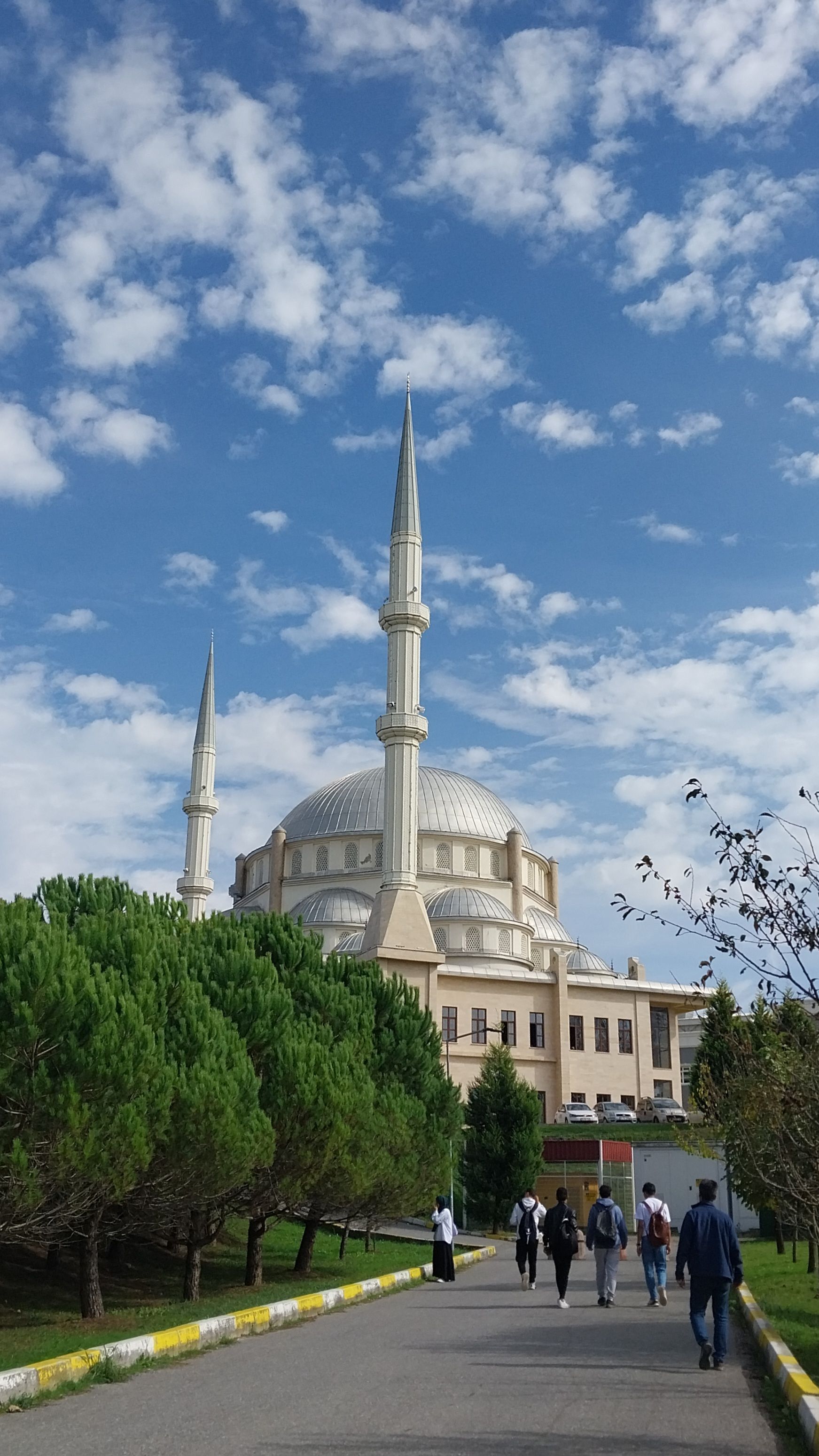 Stunning view of a mosque in Sakarya, Türkiye, under a clear blue sky.