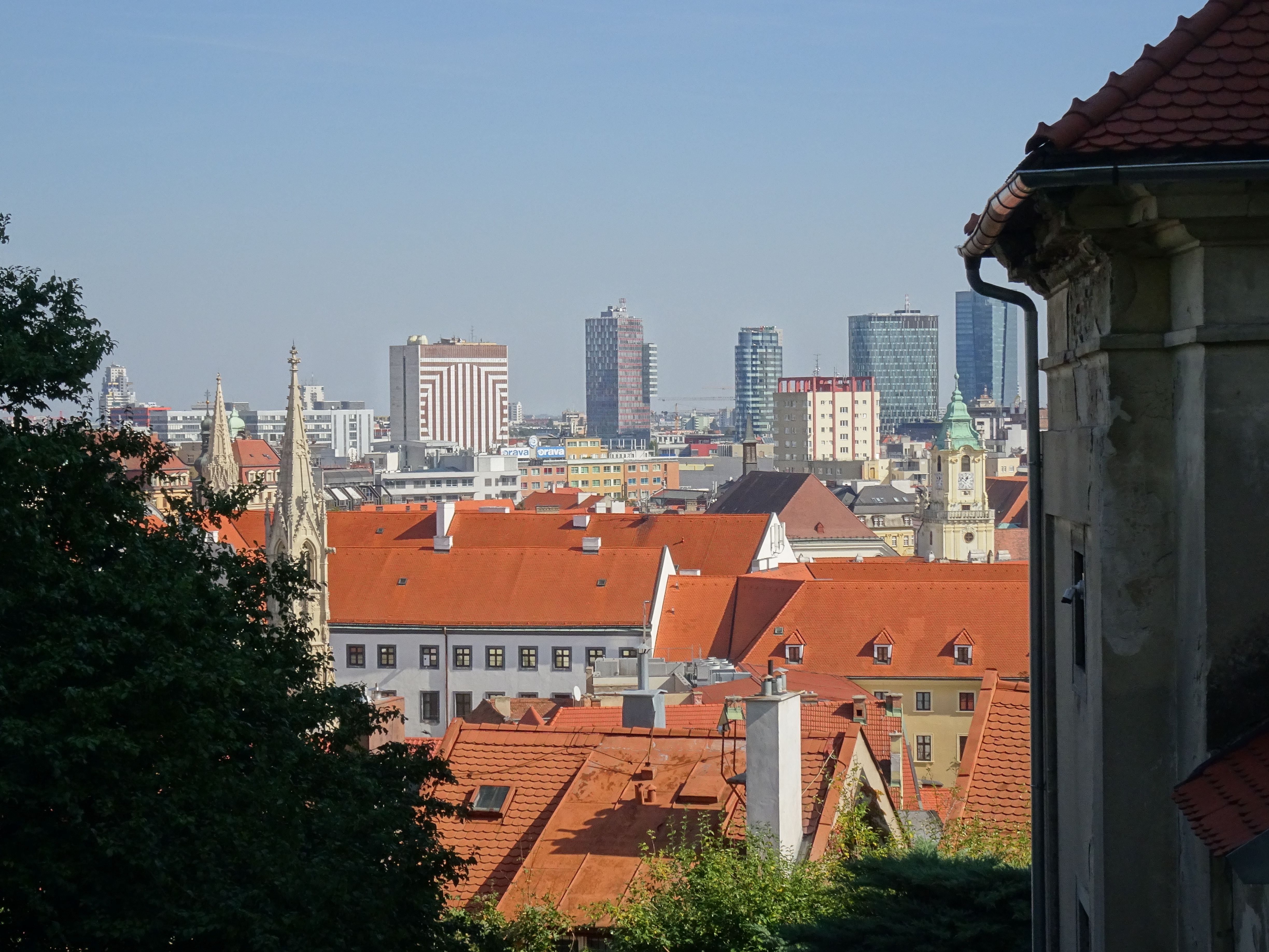 Stunning view of Bratislava's skyline with historic and modern architecture.
