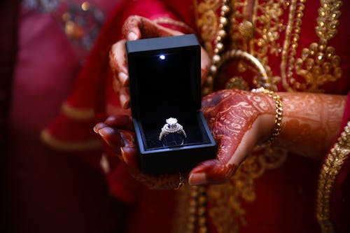 반지와 함께 상자를 들고 사람의 사진