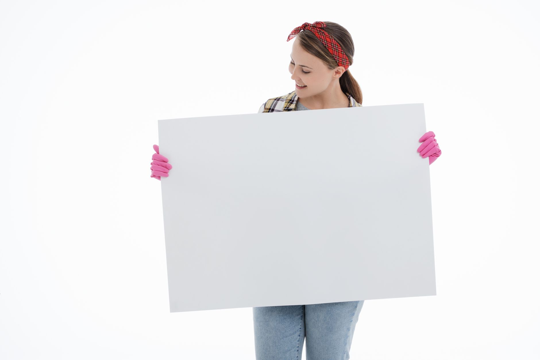 A Woman in Pink Latex Gloves