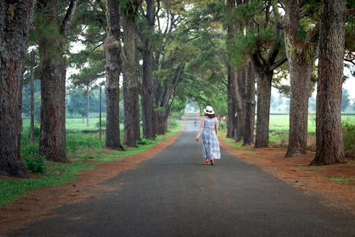 Foto Van Vrouw Die Op De Weg Loopt