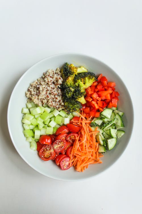 Photo Of Sliced Vegetables On Ceramic Plate