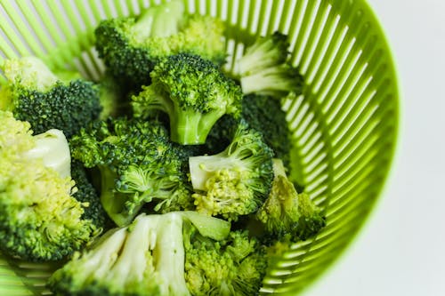 Close-Up Photo Of Broccoli On Green Tray