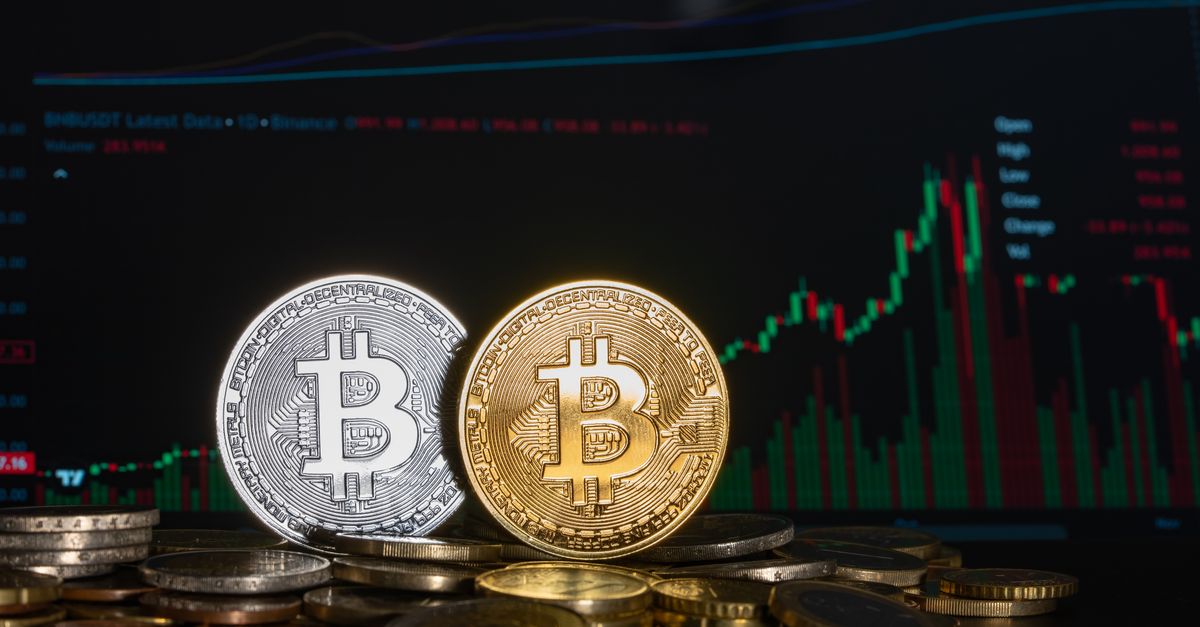 Abstract editorial data-visualization illustration in balanced, blue-toned tones representing BTC and the broader cryptocurrency market — crypto scenario analysis.