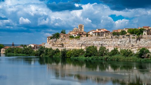 Free stock photo of medieval town, reflective water, river Stock Photo