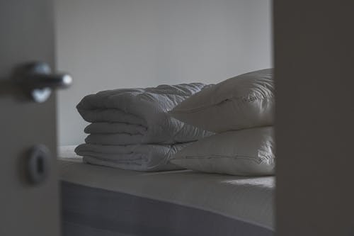 Free Pillows on the Bed Stock Photo