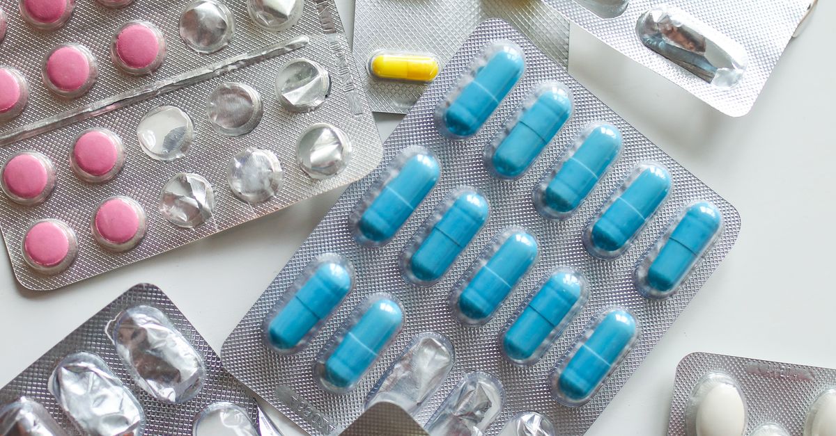Assorted capsules photographed from above