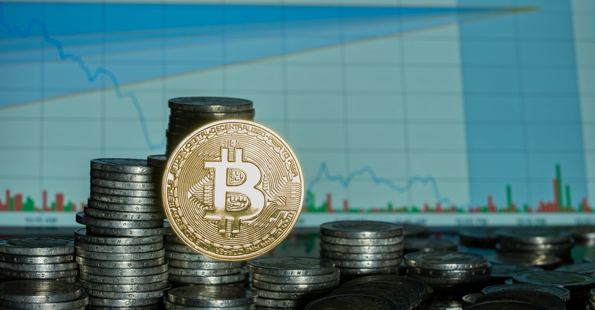 Abstract editorial data-visualization illustration in balanced, blue-toned tones representing BTC and the broader cryptocurrency market — crypto scenario analysis.