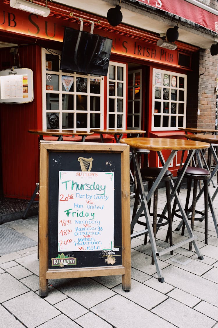 Exterior Of Modern Street Pub In Summer