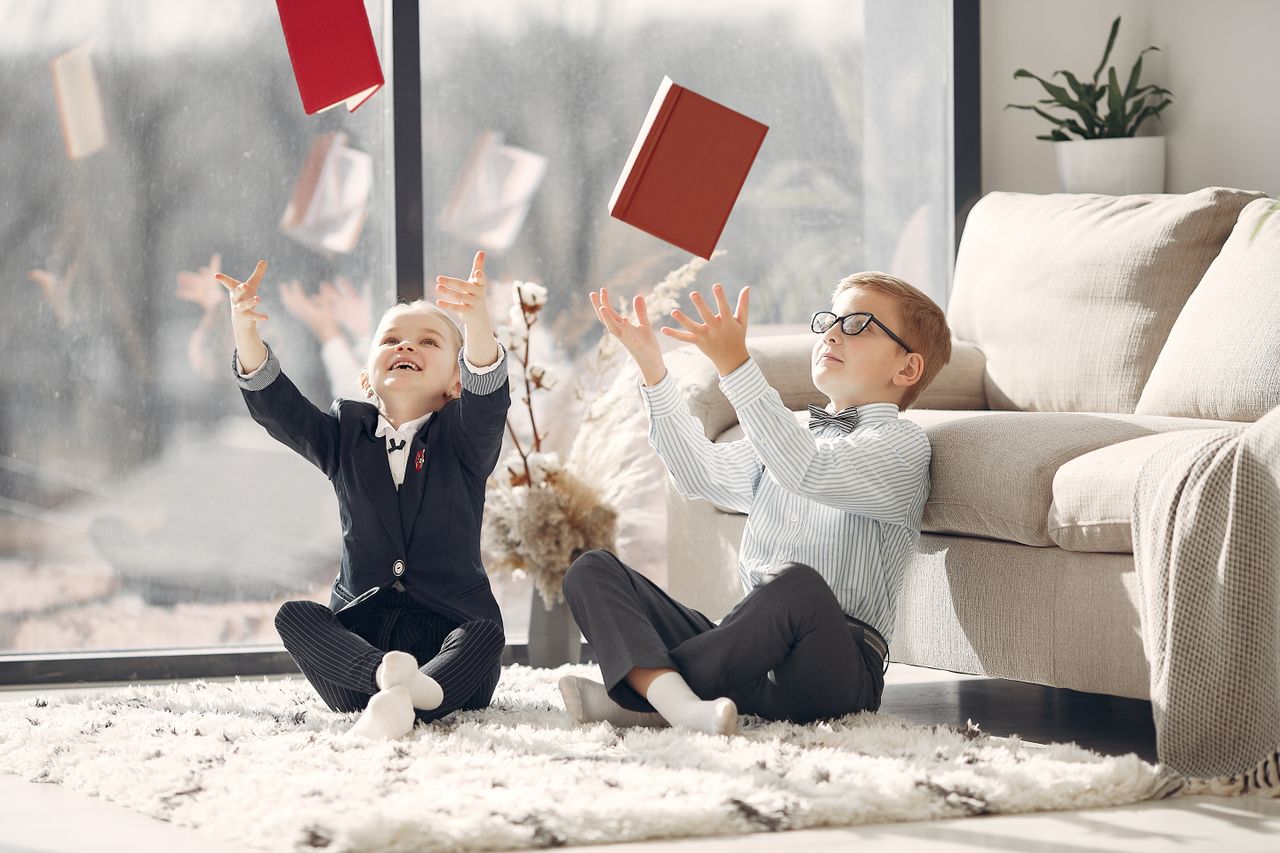 Kids with books