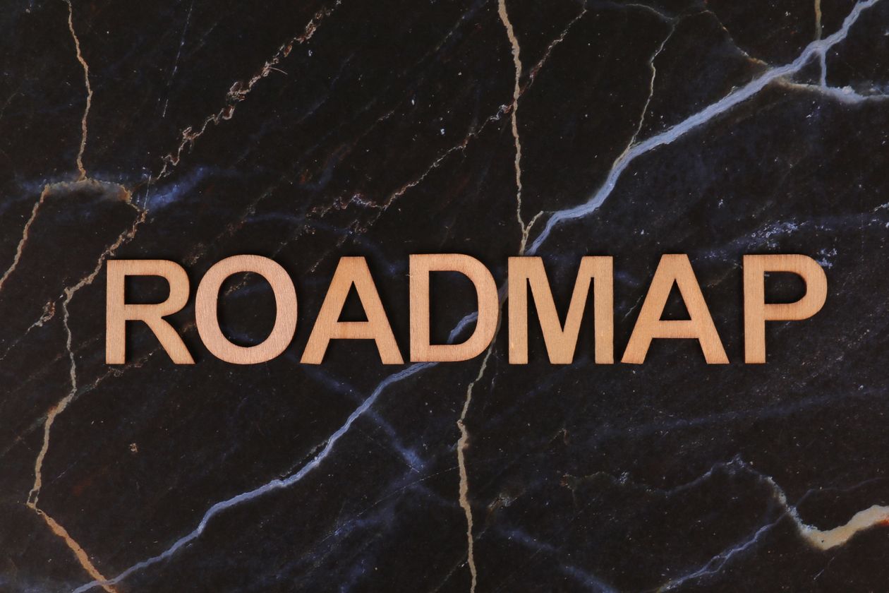 Wooden letters spelling roadmap
