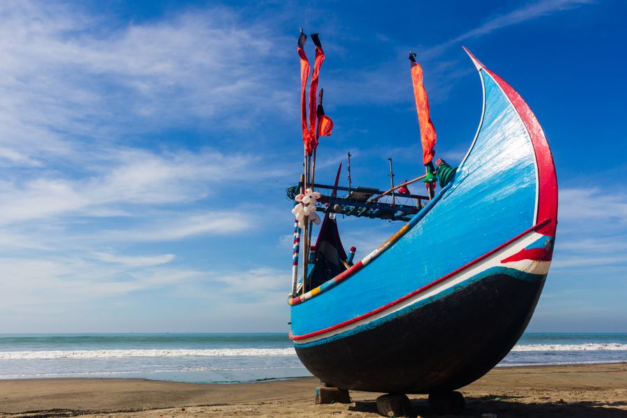 Traditional fishing boat on Cox’s Bazar beach