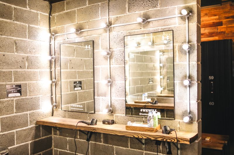Bathroom renovation with vanity and mirror