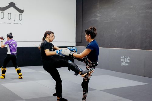 Free Two women sparring in a martial arts dojo in Buenos Aires, Argentina. Stock Photo