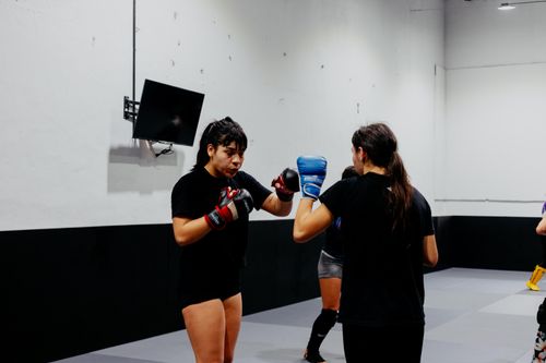 Free Two adults practicing boxing in a martial arts academy in Buenos Aires, Argentina. Stock Photo