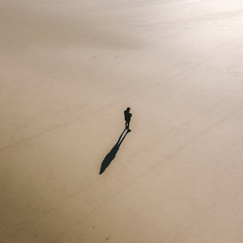 Silhouette of man standing on sandy terrain