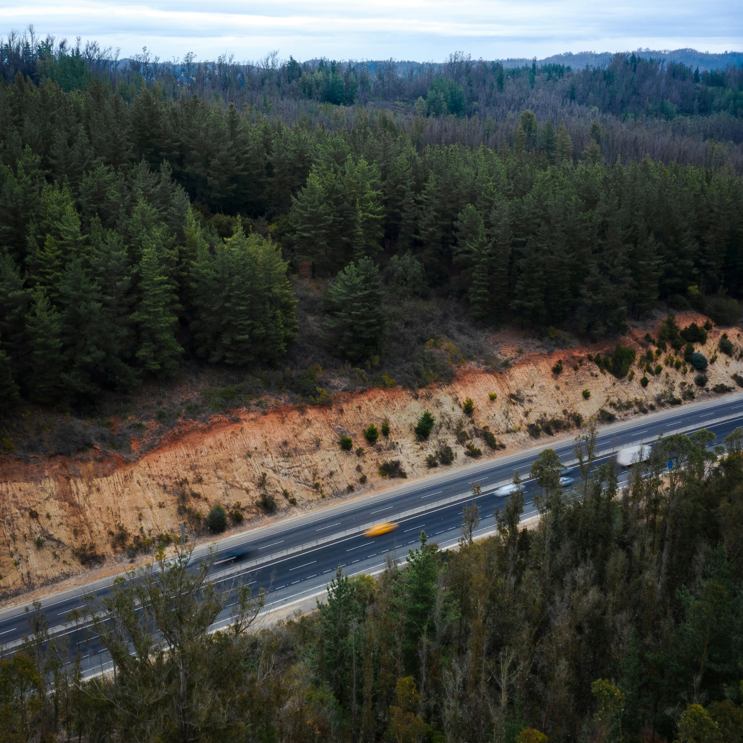 vehicles traveling on country road