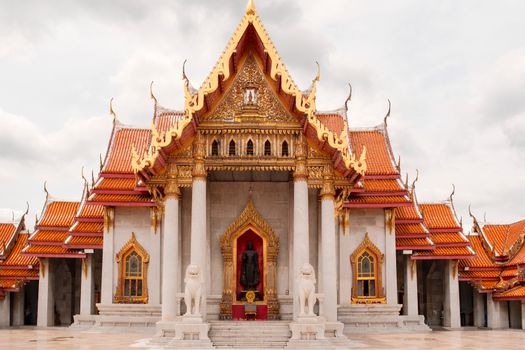 Wat Benchamabophit, the stunning Marble Temple in Bangkok, Thailand, with intricate architecture.
