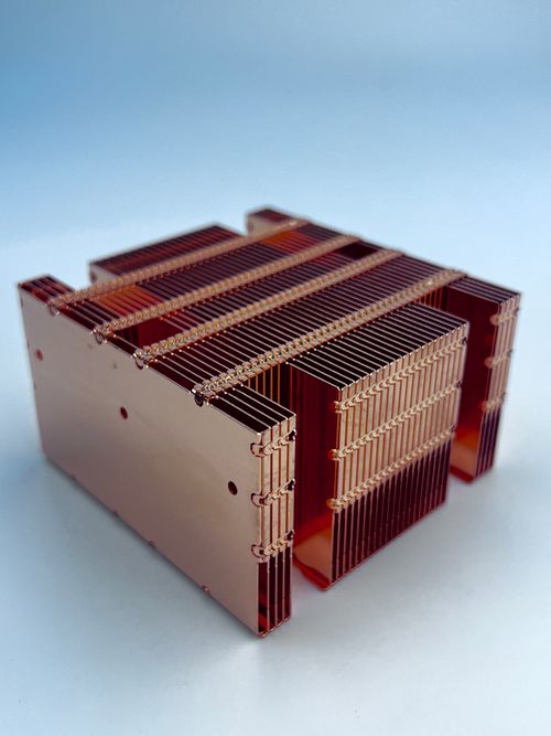 Free Copper heat sink for electronic cooling in a minimalist studio setup. Stock Photo