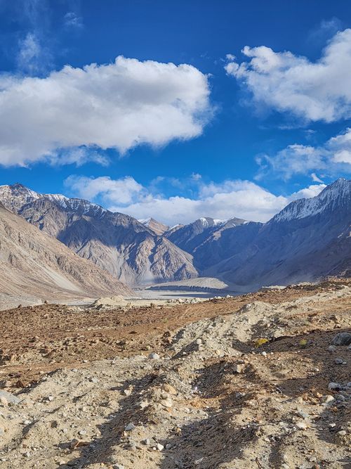 Free Explore the stunning mountainous terrain of Shyok Valley under a clear blue sky, perfect for adventure seekers. Stock Photo