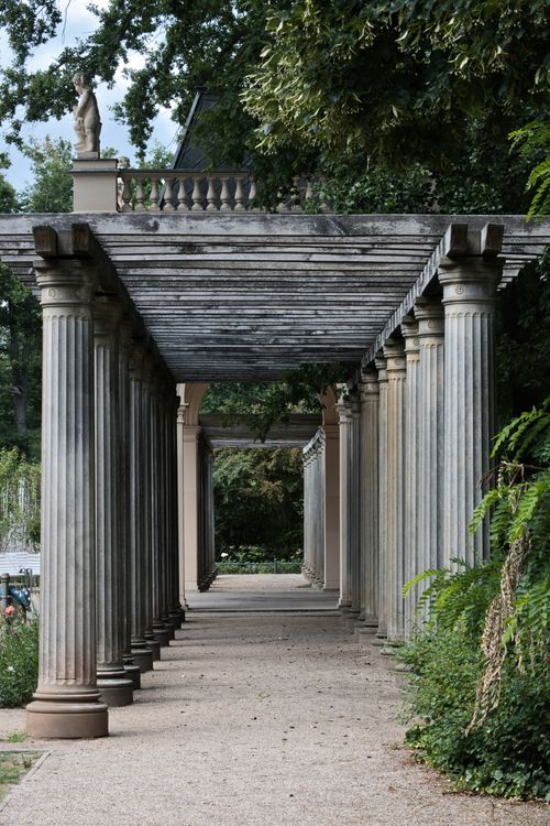 Free Beautiful classical pergola in Berlin's Tiergarten, showcasing elegant columns and lush greenery. Stock Photo