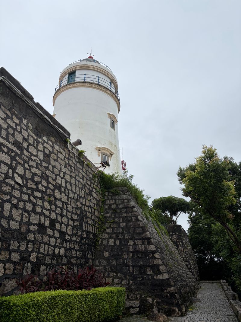 Guia Lighthouse in Macao standing above a stone wall