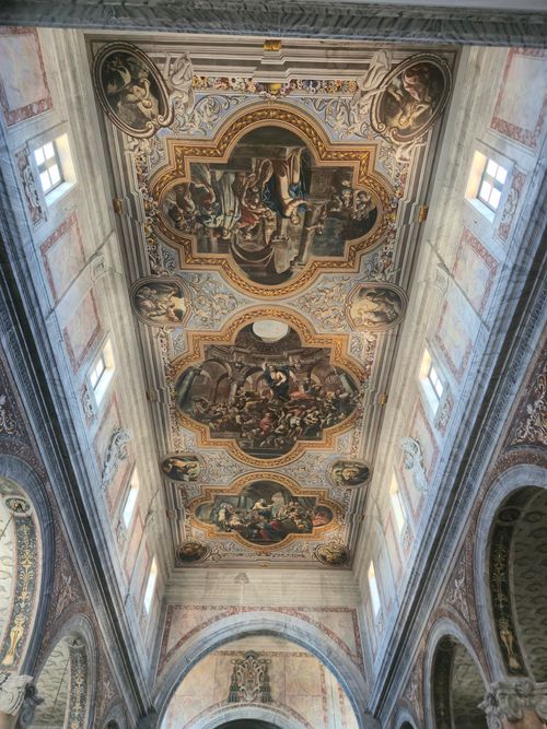 Free Stunning Baroque fresco on a church ceiling in Puglia, Italy, showcasing intricate artistry. Stock Photo