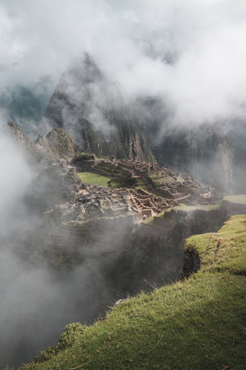 A Rocky Mountain Under the Cloudy Sky