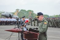 Colonel in Uniform Giving a Speech