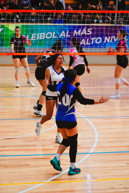 Free Dynamic action shot of a women's volleyball match in Mexico City with players in motion. Stock Photo
