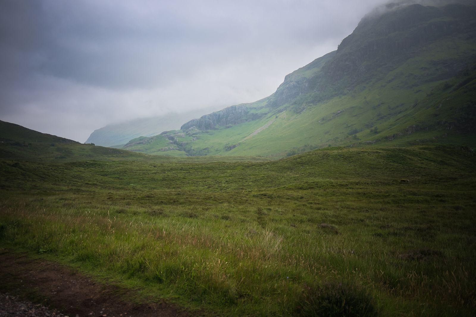 Misty Scottish hills and valleys near Cumbernauld, typical of the area we serve