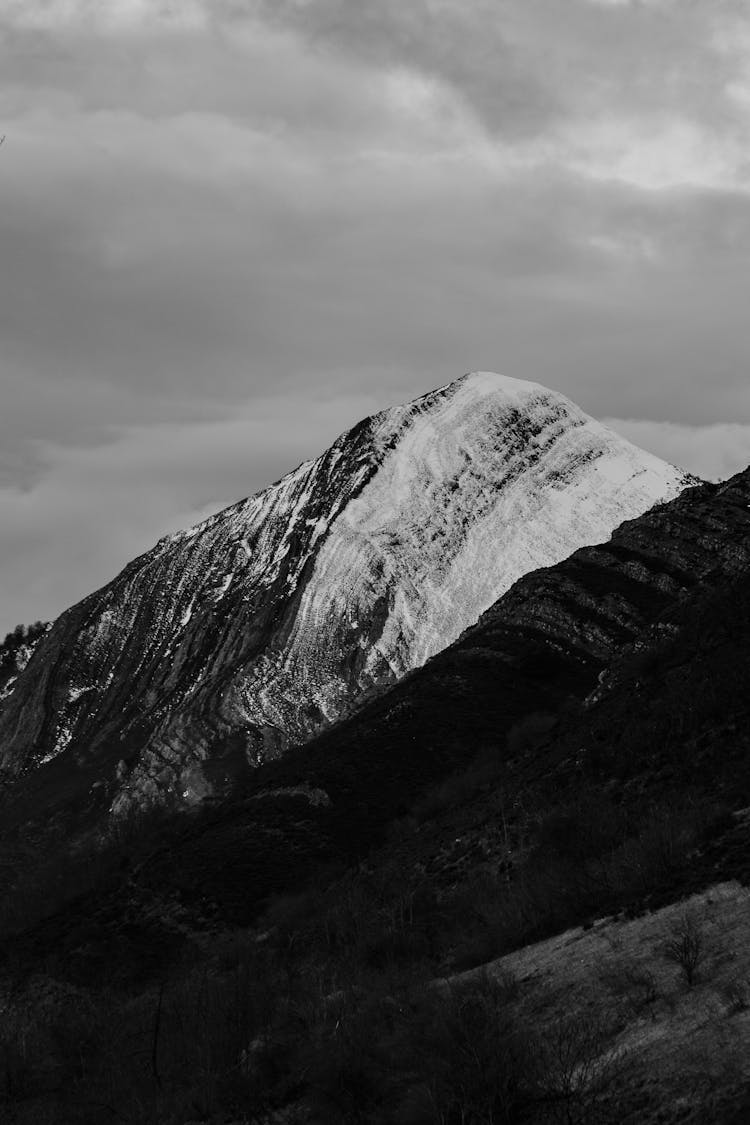 Magnificent Rough Mount Under Cloudy Sky