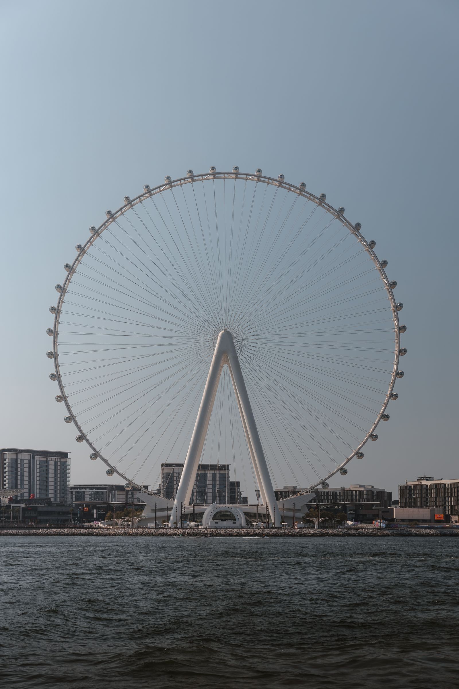 Ain Dubai observation wheel on Bluewaters Island, seen across the water on a clear day