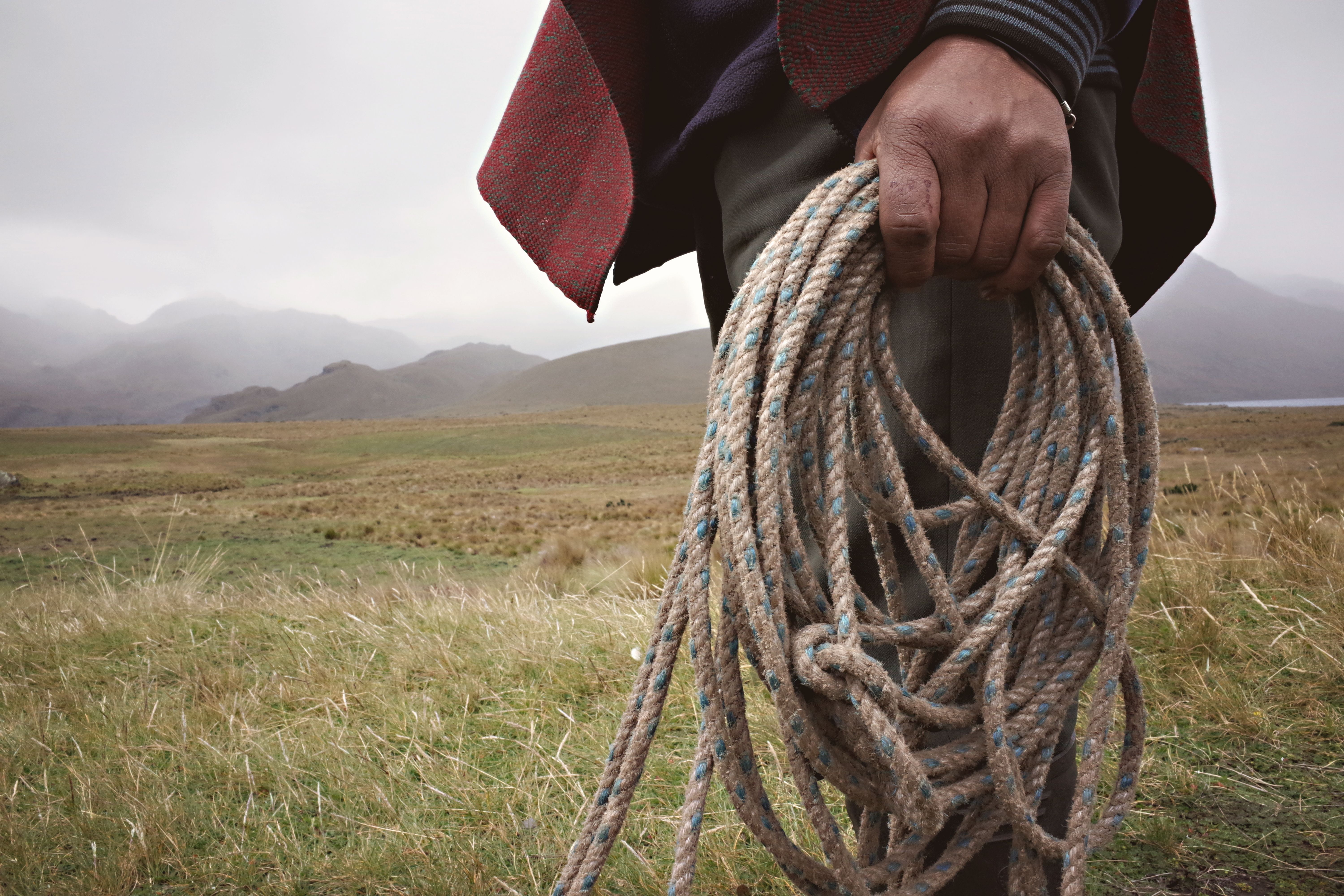 Person holding rope in ecuadorian highlands, Eritrea