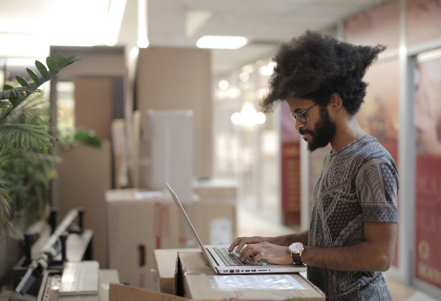 Elstead — office relocation team moving desks and equipment