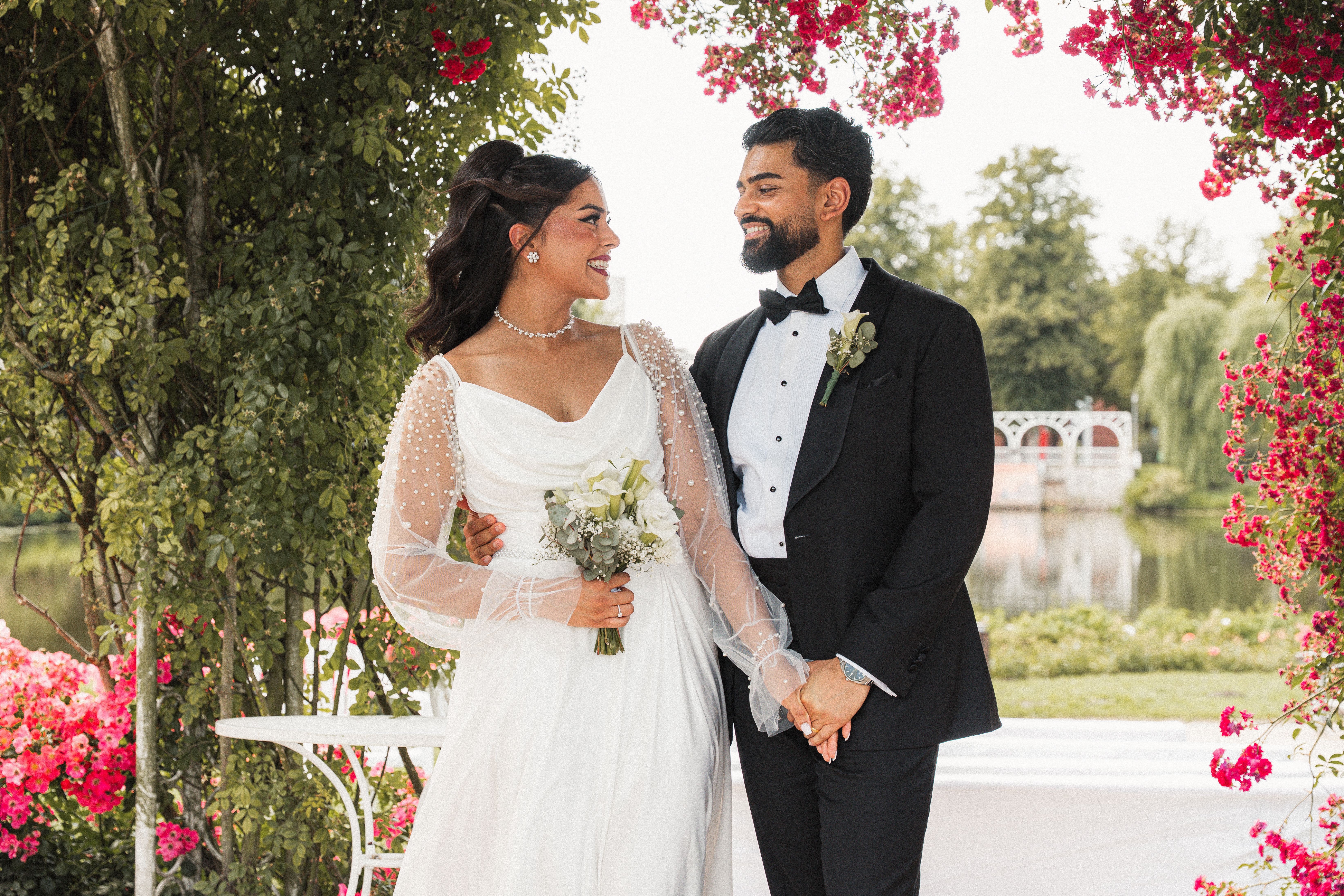 Couple celebrating their wedding day