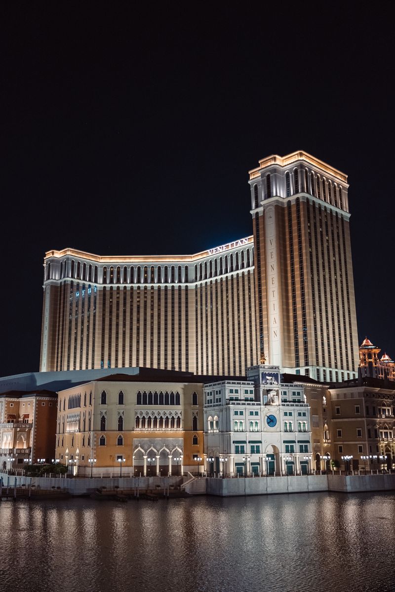 The Venetian Macao resort illuminated at night