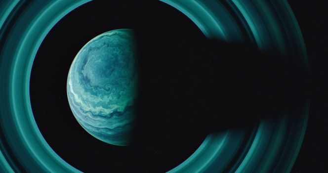 Weltraum & Planet auf schwarzem Hintergrund – OLED Motiv