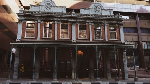 A classic building facade in Johannesburg captures historical charm and old-world architecture.