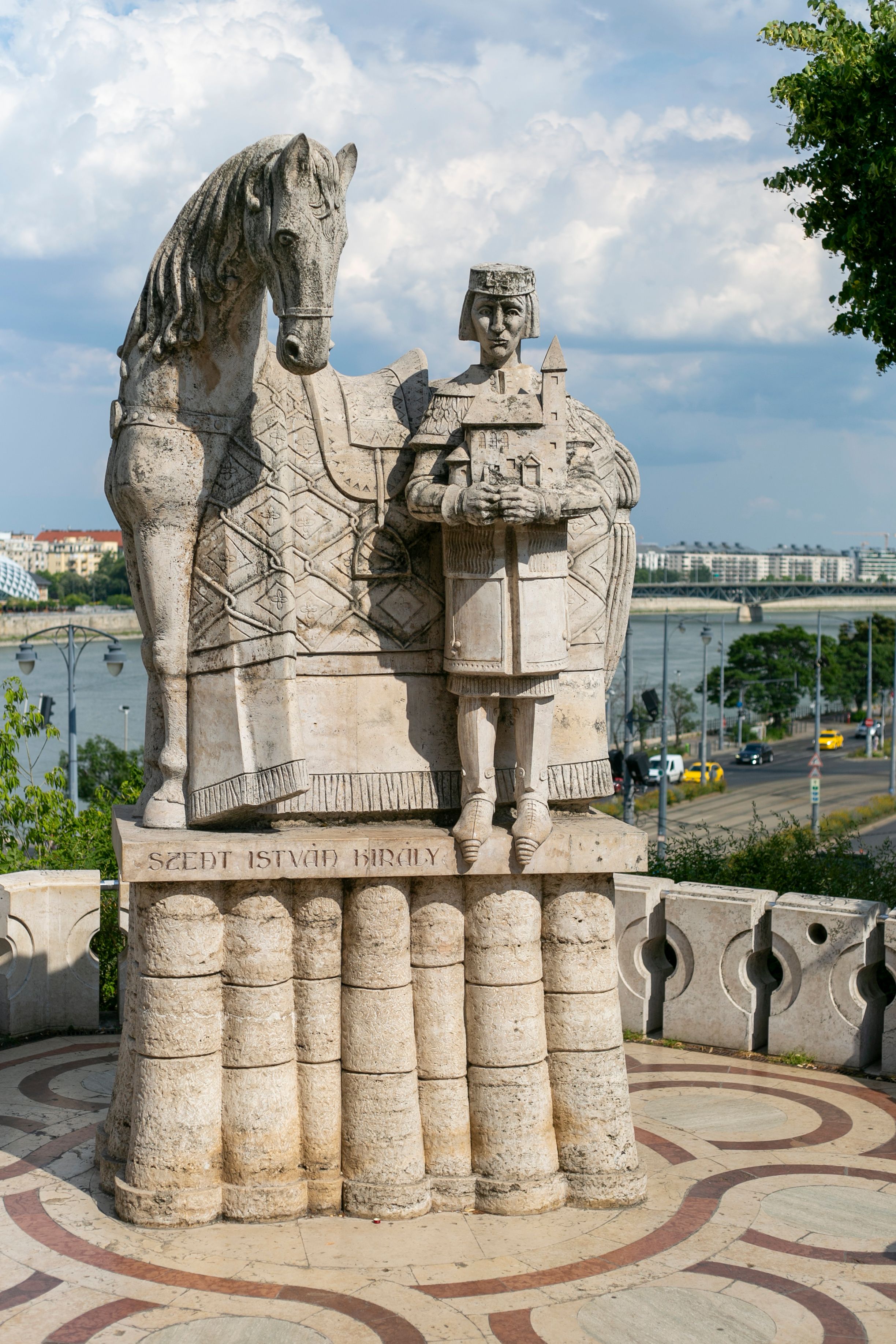 Statue of St Stephen with a horse on Gellért Hill, overlooking Budapest.