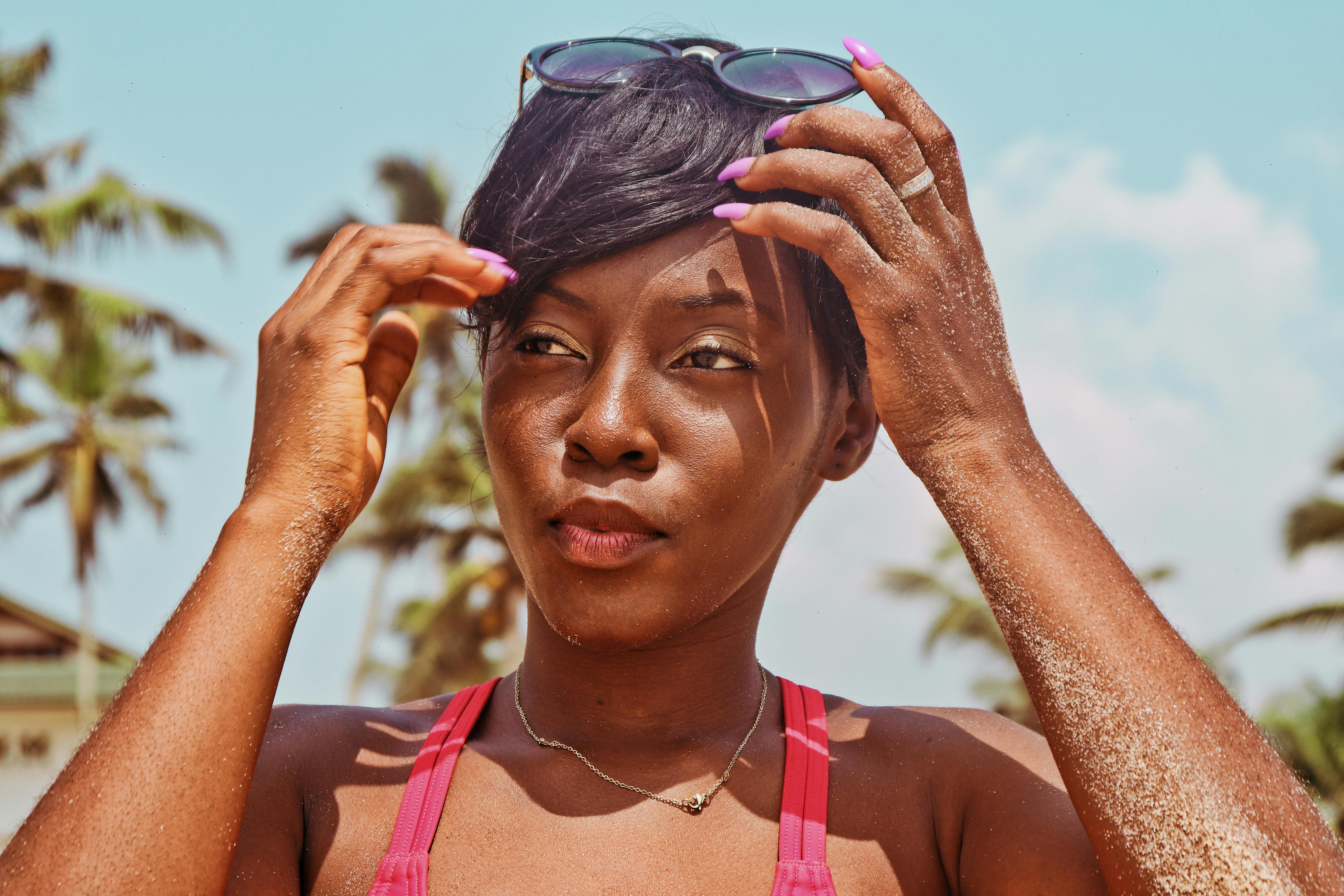 Confident woman at the beach