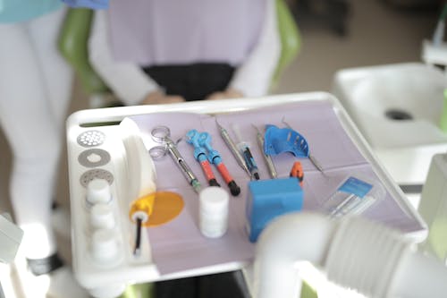 Free Medical tools placed on tray in modern clinic Stock Photo