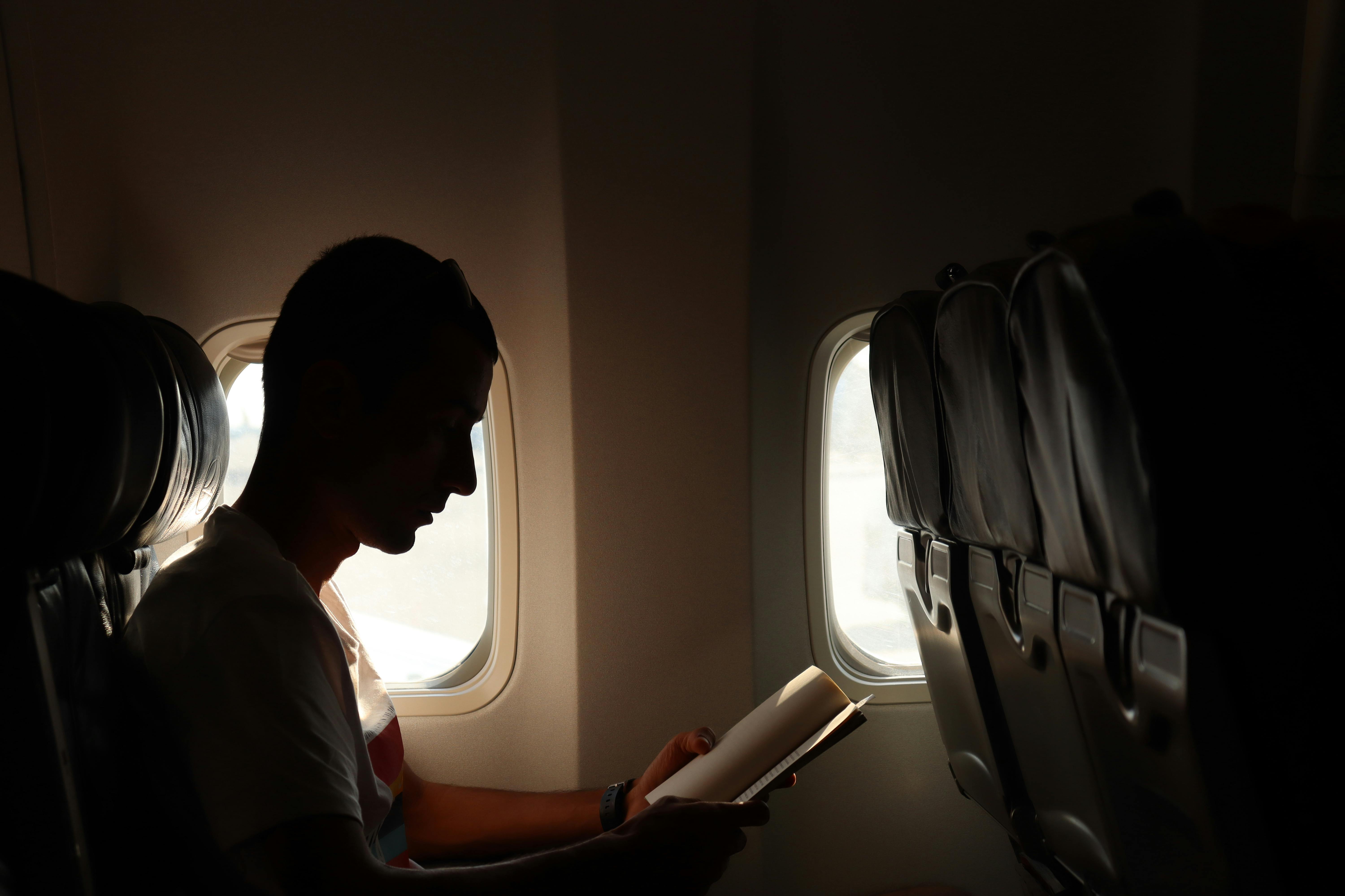 left book on plane