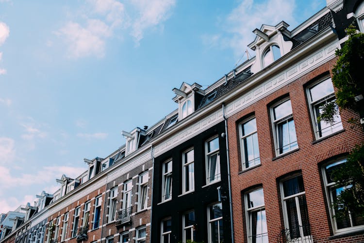 Exterior Detail Of Brick Building On Sunny Day