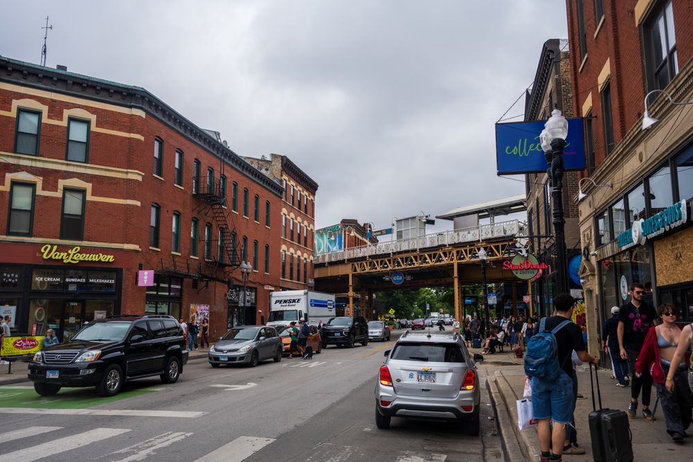Shops along the main commercial street in Wicker Park