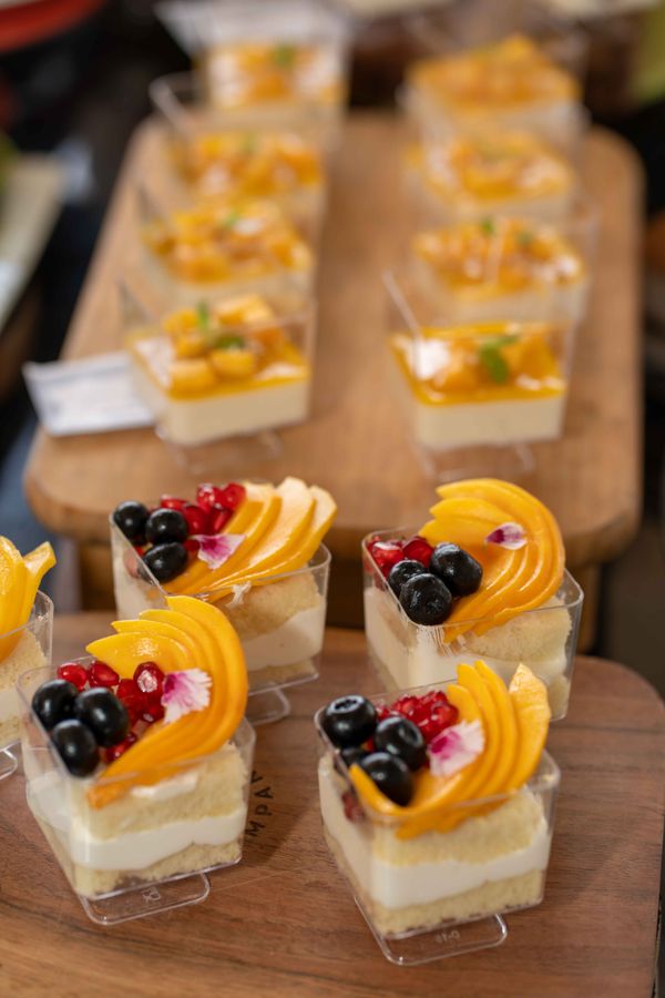 Desserts served in small cups