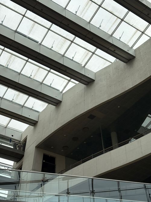 Free A stunning view of a modern indoor architectural space with a glass ceiling in Denmark. Stock Photo