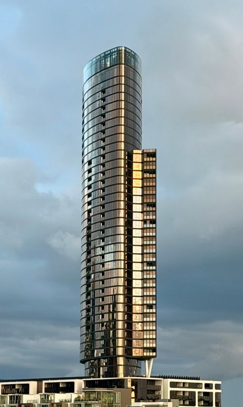 Free Stunning view of a contemporary skyscraper in Docklands, Victoria, Australia. Stock Photo