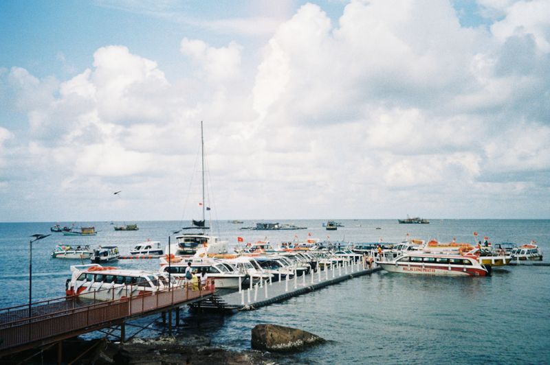 Boats docked at Phu Quoc seaport near Dinh Cau